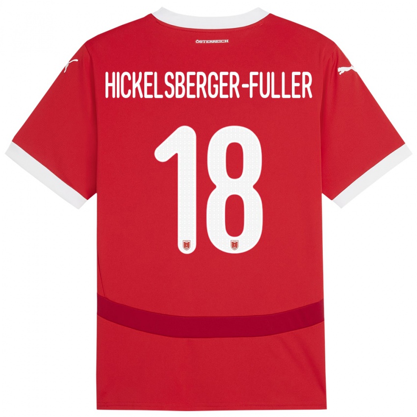 Kinderen Oostenrijk Julia Hickelsberger-Füller #18 Rood Thuisshirt Thuistenue 24-26 T-Shirt België