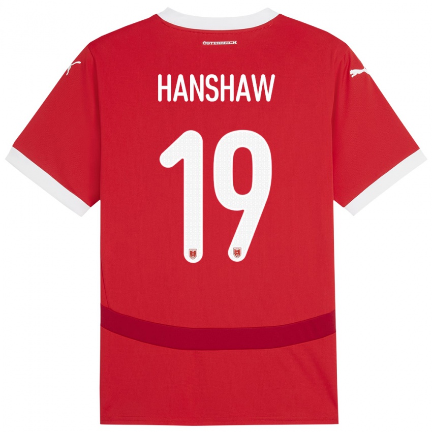 Kinder Österreich Verena Hanshaw #19 Rot Heimtrikot Trikot 24-26 T-Shirt Belgien