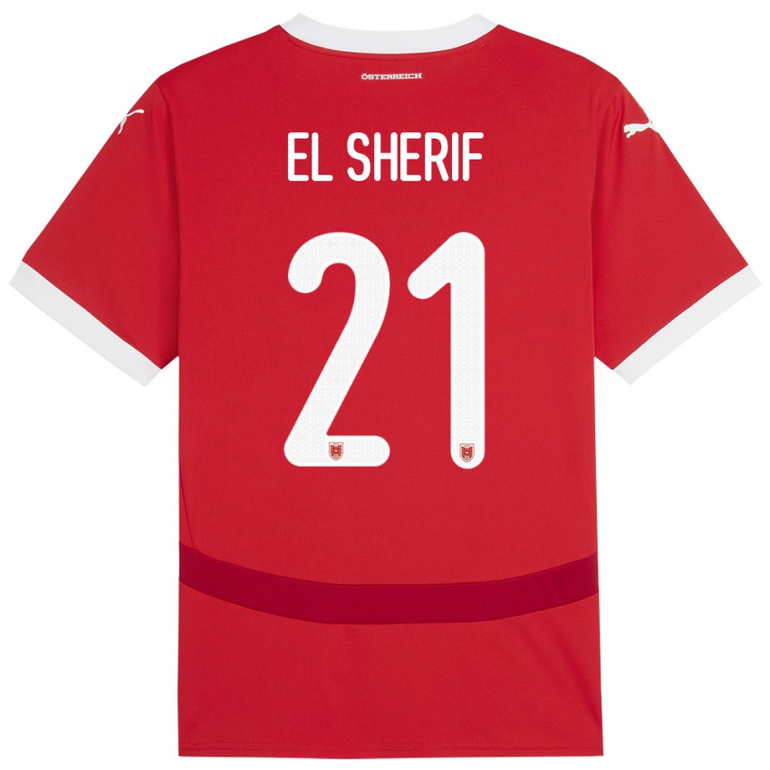 Kinder Österreich Mariella El Sherif #21 Rot Heimtrikot Trikot 24-26 T-Shirt Belgien