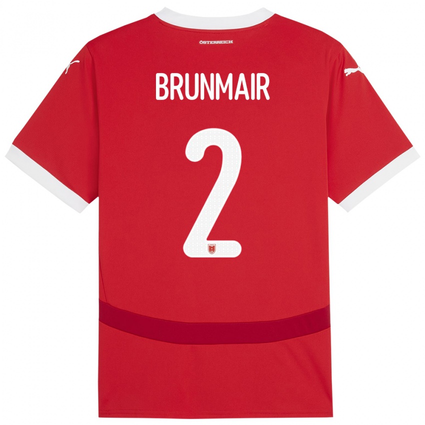 Enfant Maillot Autriche Livia Brunmair #2 Rouge Tenues Domicile 24-26 T-Shirt Belgique