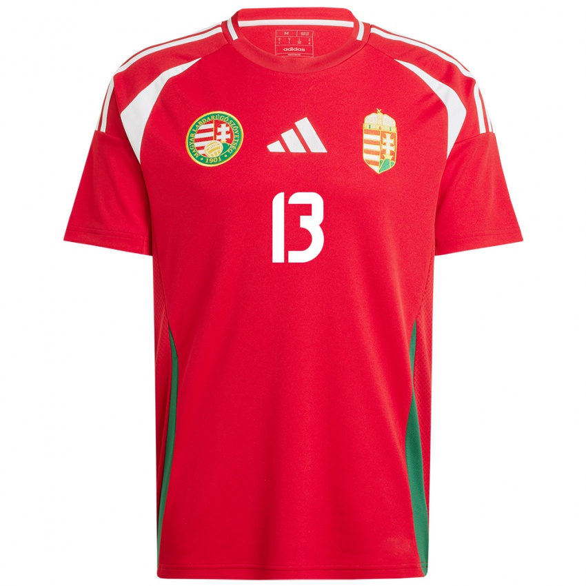 Kinderen Hongarije András Eördögh #13 Rood Thuisshirt Thuistenue 24-26 T-Shirt België