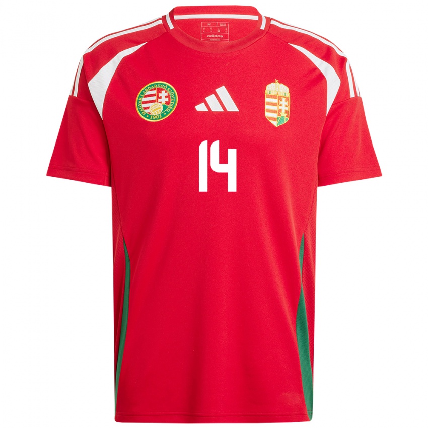 Kinderen Hongarije Artúr Horváth #14 Rood Thuisshirt Thuistenue 24-26 T-Shirt België