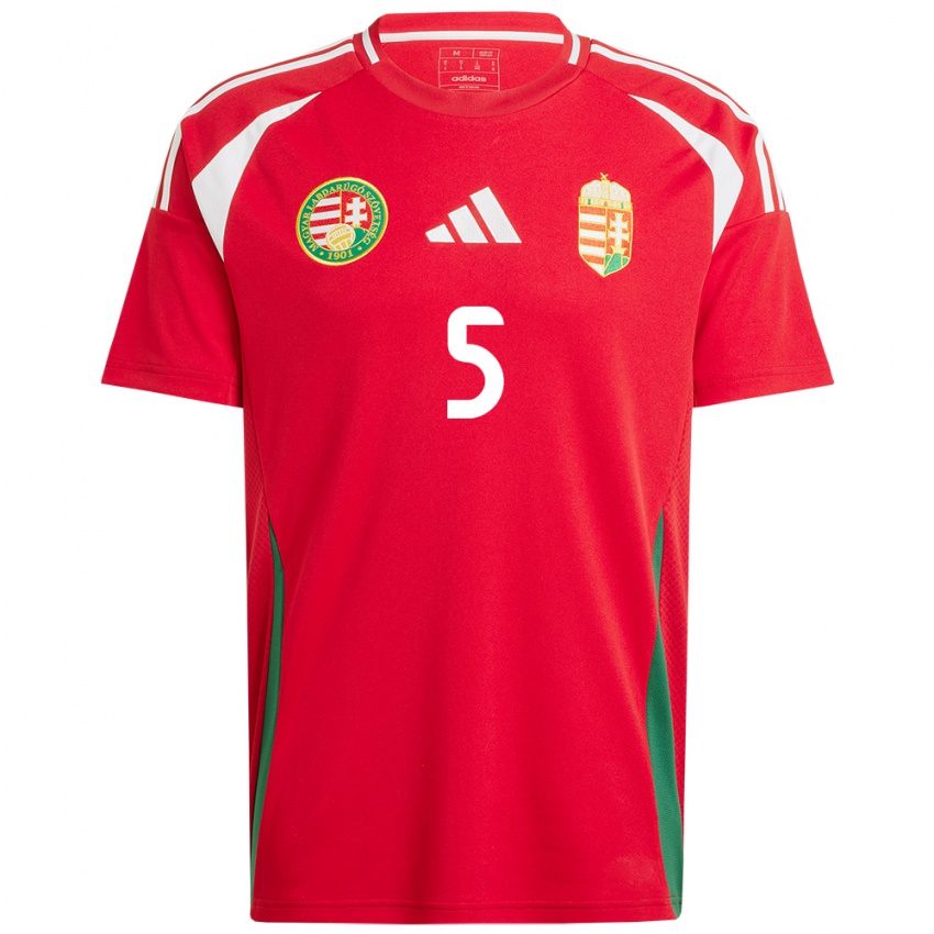 Kinderen Hongarije Emőke Pápai #5 Rood Thuisshirt Thuistenue 24-26 T-Shirt België