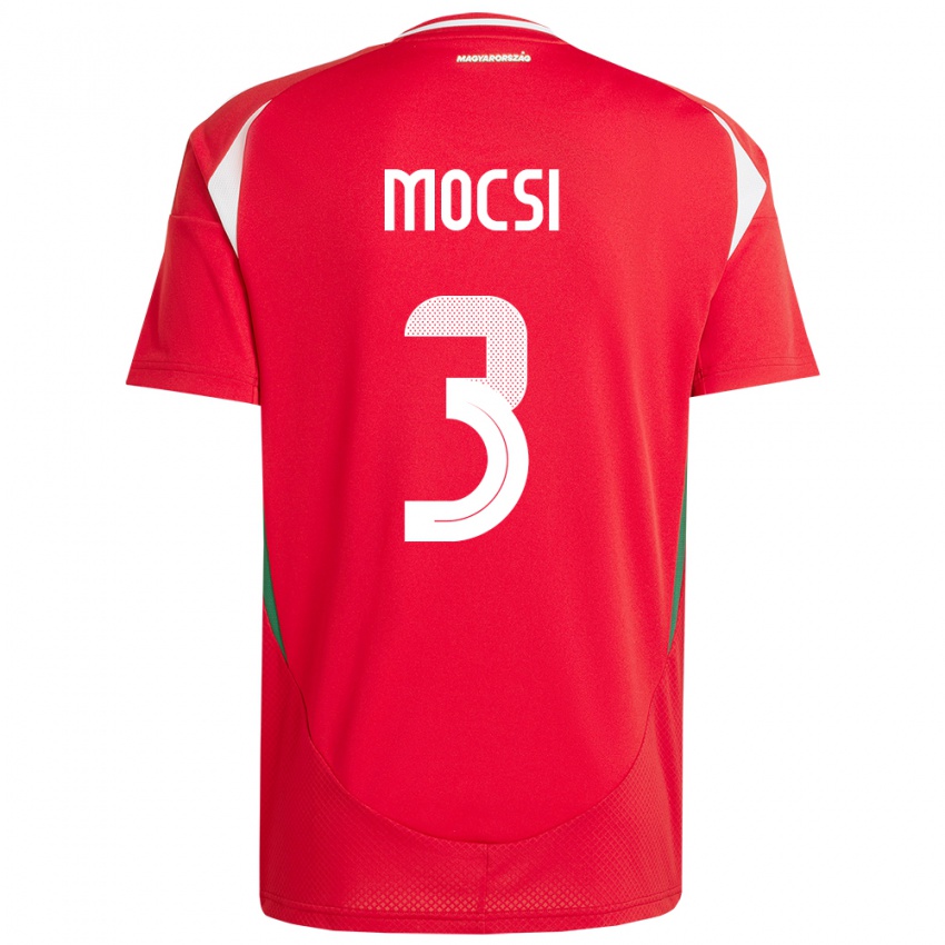 Kinderen Hongarije Attila Mocsi #3 Rood Thuisshirt Thuistenue 24-26 T-Shirt België