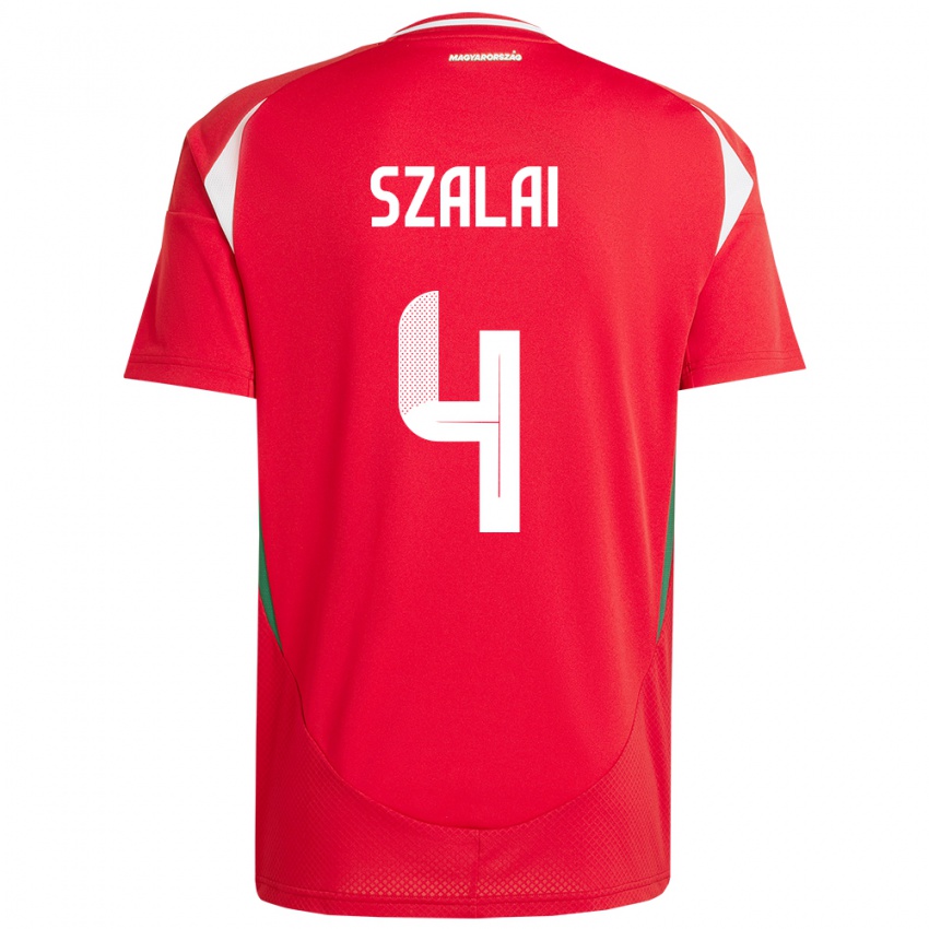 Enfant Maillot Hongrie Attila Szalai #4 Rouge Tenues Domicile 24-26 T-Shirt Belgique