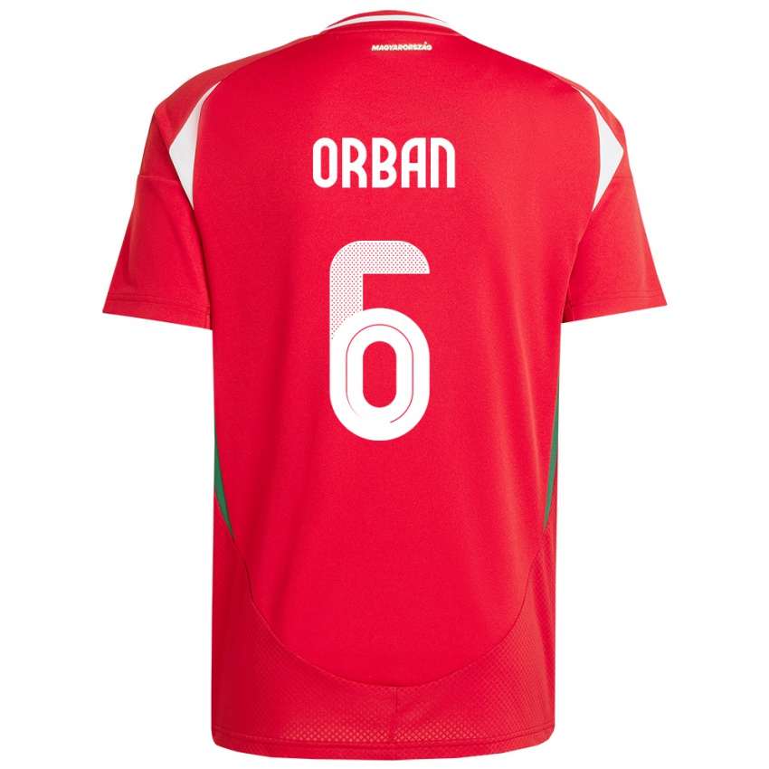 Kinder Ungarn Willi Orbán #6 Rot Heimtrikot Trikot 24-26 T-Shirt Belgien