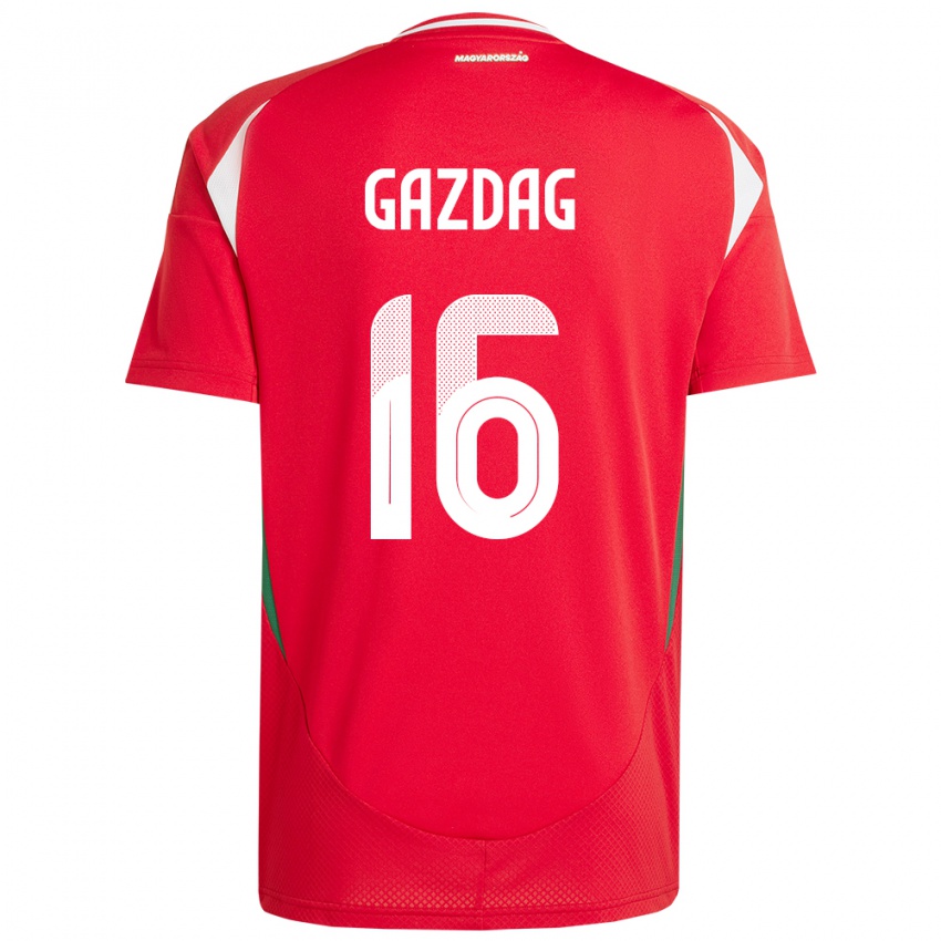 Kinderen Hongarije Dániel Gazdag #16 Rood Thuisshirt Thuistenue 24-26 T-Shirt België