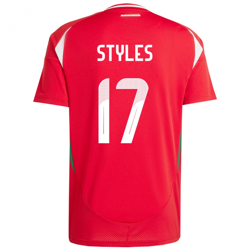 Kinderen Hongarije Callum Styles #17 Rood Thuisshirt Thuistenue 24-26 T-Shirt België