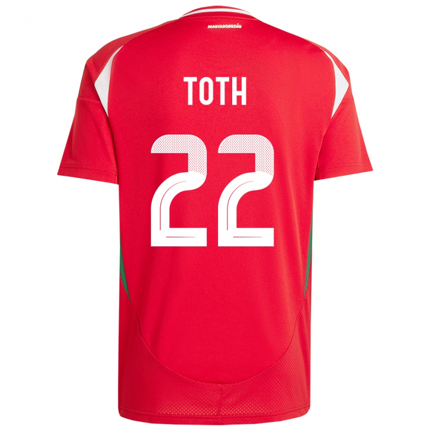 Enfant Maillot Hongrie Balázs Tóth #22 Rouge Tenues Domicile 24-26 T-Shirt Belgique