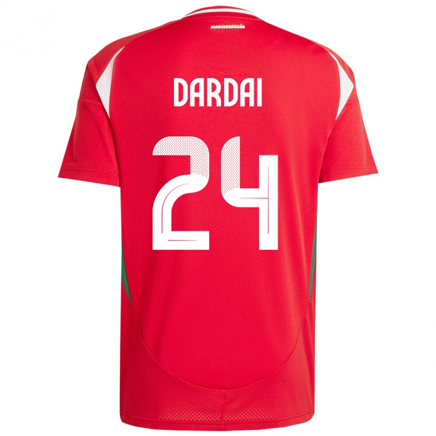 Kinder Ungarn Márton Dárdai #24 Rot Heimtrikot Trikot 24-26 T-Shirt Belgien