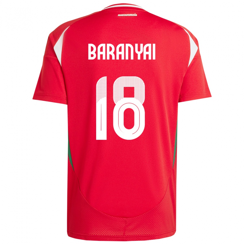 Kinder Ungarn Nimród Baranyai #18 Rot Heimtrikot Trikot 24-26 T-Shirt Belgien