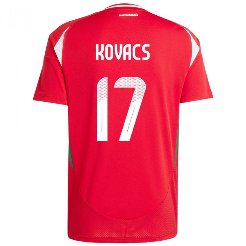 Kinder Ungarn Mátyás Kovács #17 Rot Heimtrikot Trikot 24-26 T-Shirt Belgien