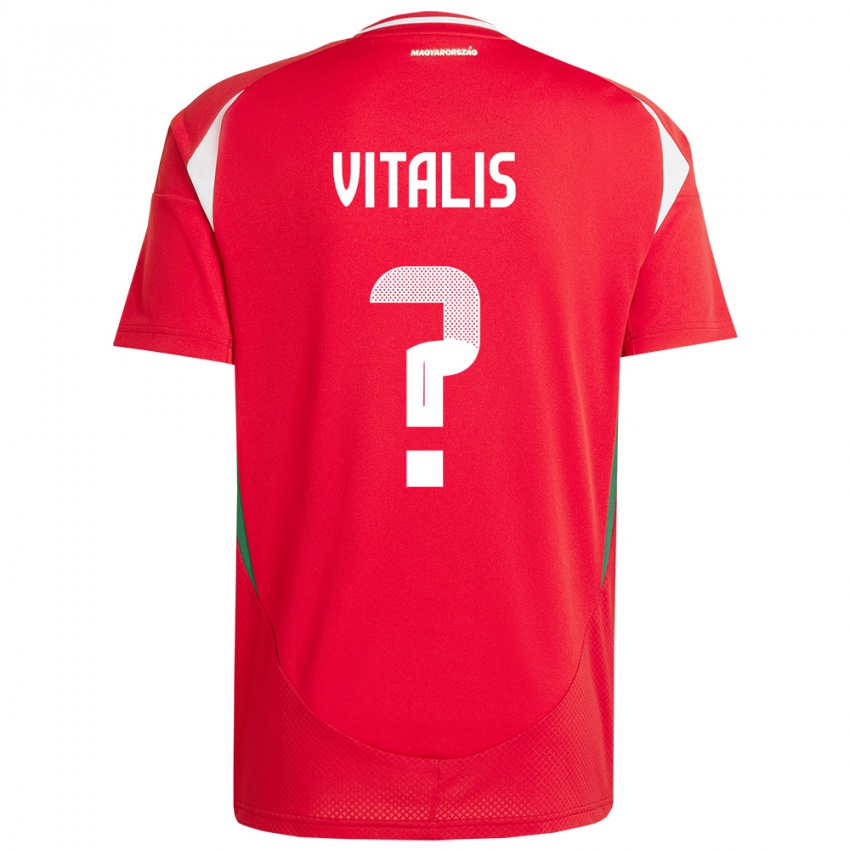 Kinderen Hongarije Milán Vitális #0 Rood Thuisshirt Thuistenue 24-26 T-Shirt België