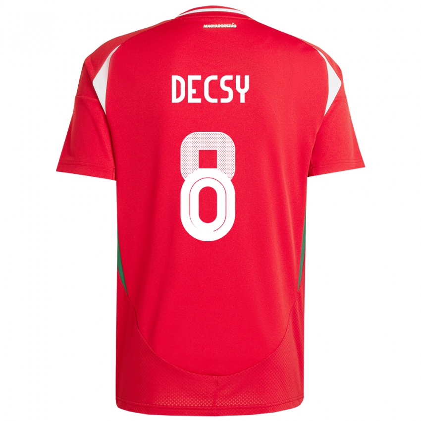 Kinder Ungarn Ádám Décsy #8 Rot Heimtrikot Trikot 24-26 T-Shirt Belgien