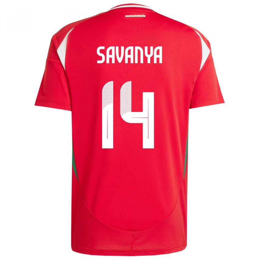 Kinder Ungarn Csilla Savanya #14 Rot Heimtrikot Trikot 24-26 T-Shirt Belgien