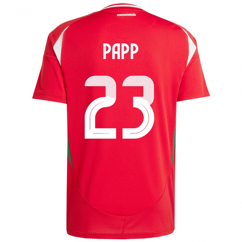 Kinder Ungarn Luca Papp #23 Rot Heimtrikot Trikot 24-26 T-Shirt Belgien