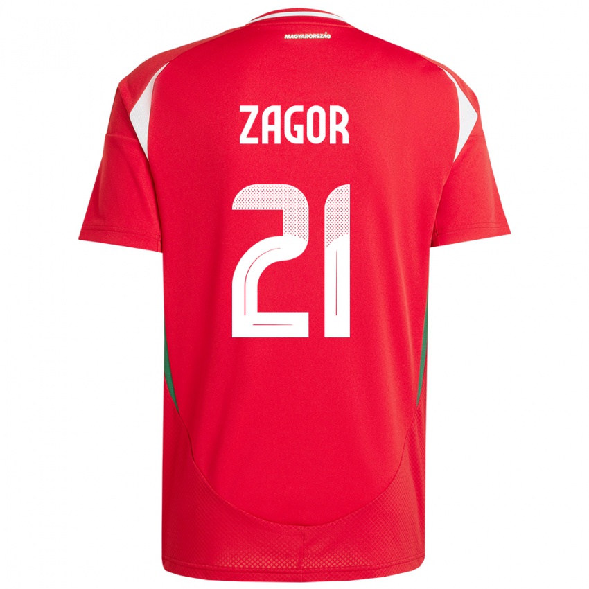 Kinder Ungarn Bernadett Zágor #21 Rot Heimtrikot Trikot 24-26 T-Shirt Belgien