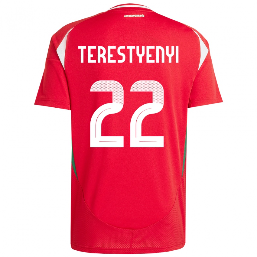 Kinderen Hongarije Anna Terestyényi #22 Rood Thuisshirt Thuistenue 24-26 T-Shirt België