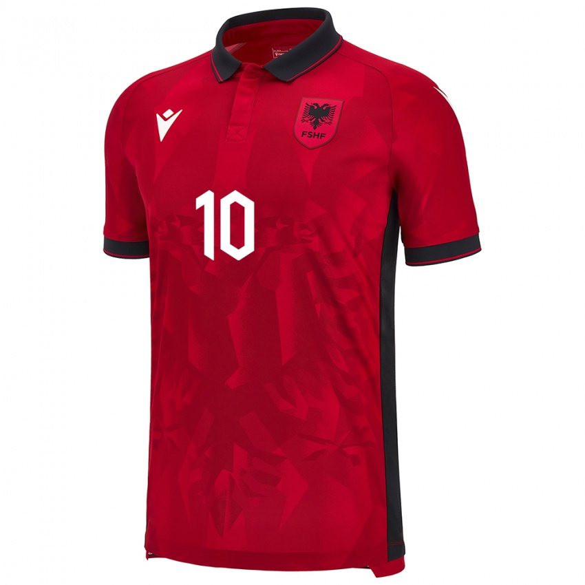 Enfant Maillot Albanie Qëndresa Krasniqi #10 Rouge Tenues Domicile 24-26 T-Shirt Belgique