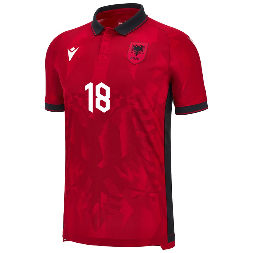 Kinderen Albanië Jon Mersinaj #18 Rood Thuisshirt Thuistenue 24-26 T-Shirt België