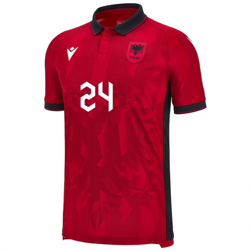 Kinderen Albanië Marash Kumbulla #24 Rood Thuisshirt Thuistenue 24-26 T-Shirt België