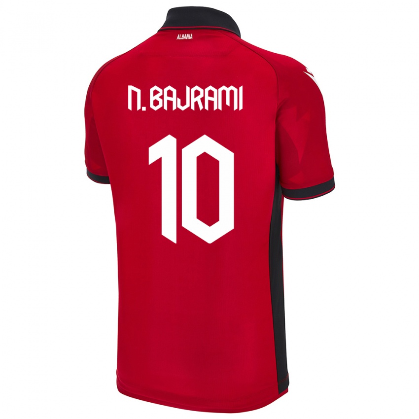 Kinderen Albanië Nedim Bajrami #10 Rood Thuisshirt Thuistenue 24-26 T-Shirt België