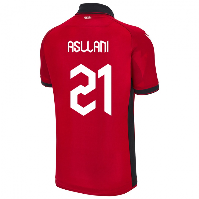 Enfant Maillot Albanie Kristjan Asllani #21 Rouge Tenues Domicile 24-26 T-Shirt Belgique