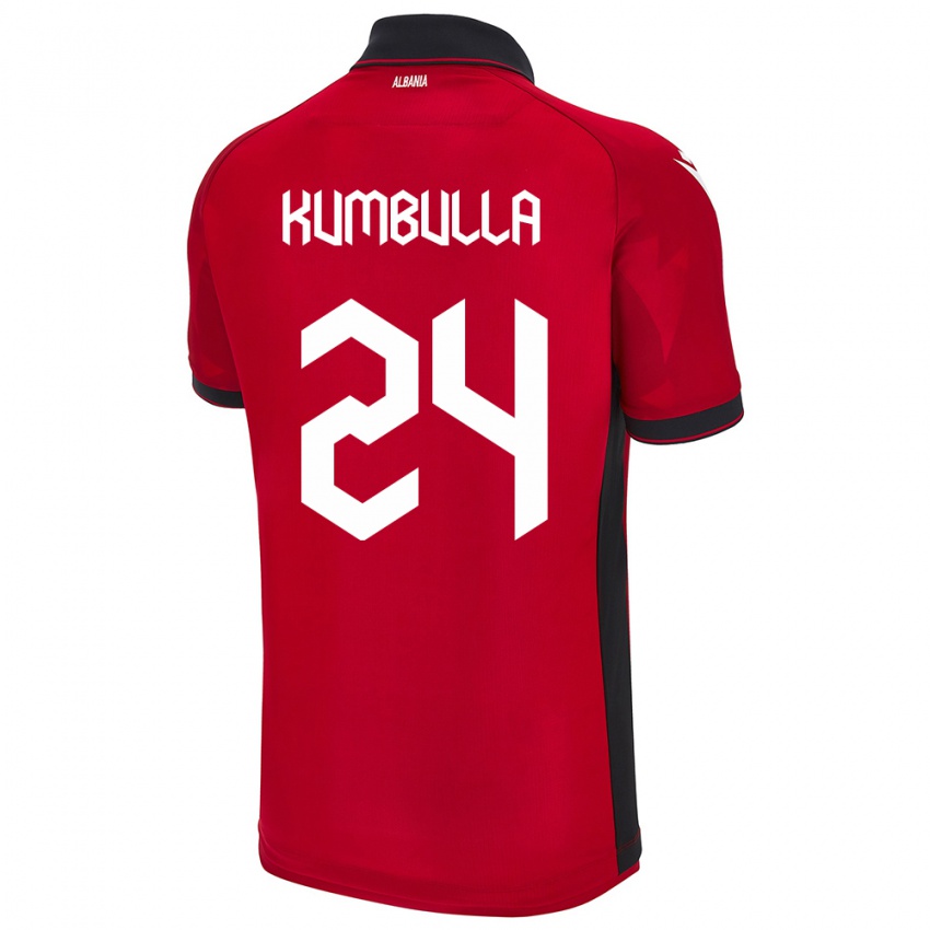 Kinderen Albanië Marash Kumbulla #24 Rood Thuisshirt Thuistenue 24-26 T-Shirt België