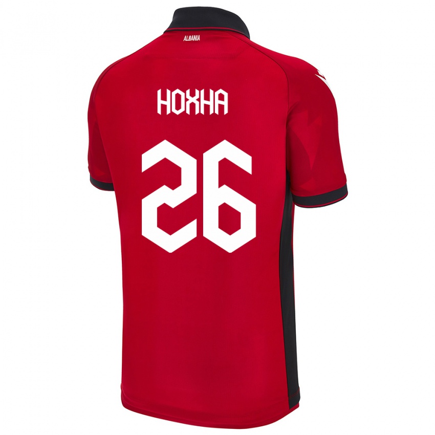 Enfant Maillot Albanie Arbër Hoxha #26 Rouge Tenues Domicile 24-26 T-Shirt Belgique