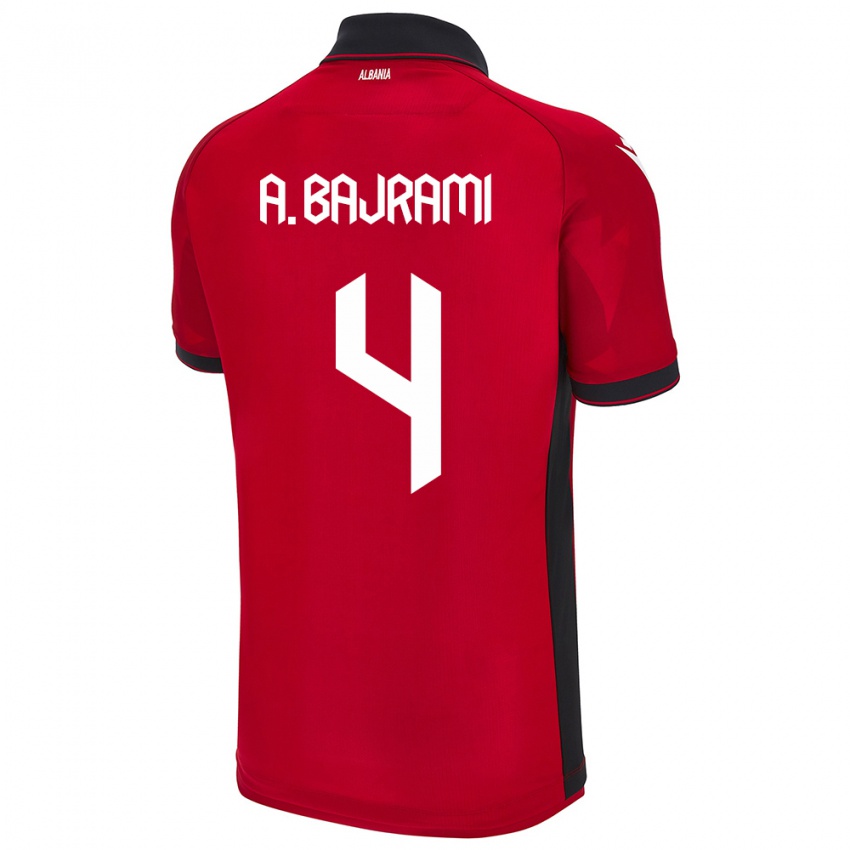 Kinderen Albanië Adrian Bajrami #4 Rood Thuisshirt Thuistenue 24-26 T-Shirt België