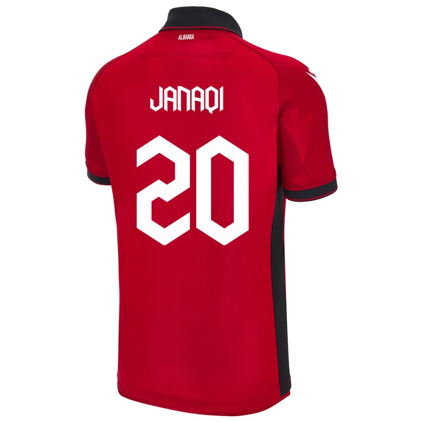 Enfant Maillot Albanie Dejvid Janaqi #20 Rouge Tenues Domicile 24-26 T-Shirt Belgique