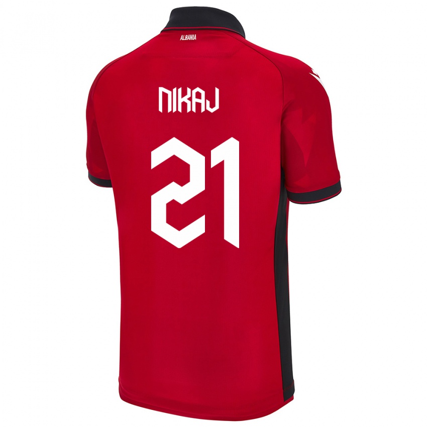 Kinderen Albanië Ardit Nikaj #21 Rood Thuisshirt Thuistenue 24-26 T-Shirt België