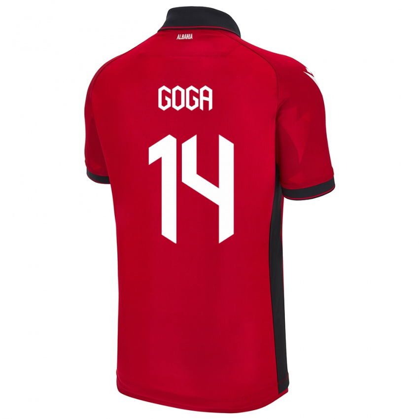 Kinderen Albanië Ergi Goga #14 Rood Thuisshirt Thuistenue 24-26 T-Shirt België