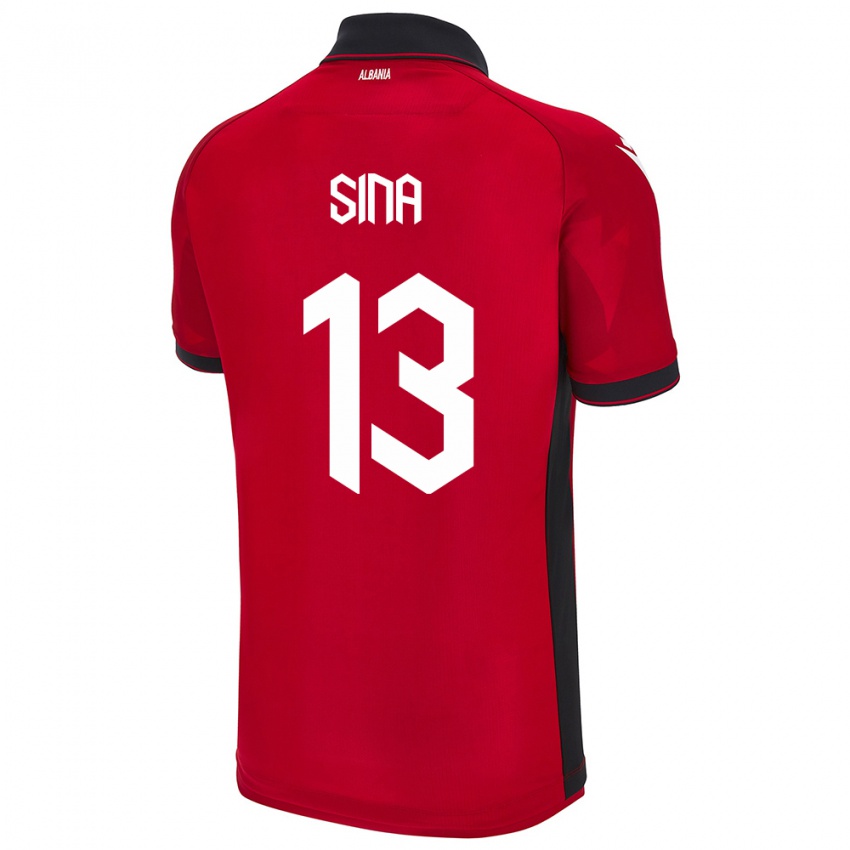 Kinderen Albanië Samuele Sina #13 Rood Thuisshirt Thuistenue 24-26 T-Shirt België