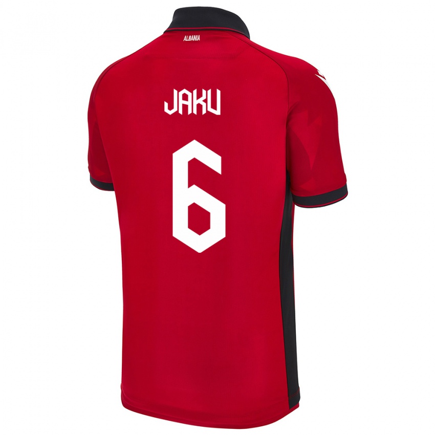 Kinderen Albanië Jordi Jaku #6 Rood Thuisshirt Thuistenue 24-26 T-Shirt België