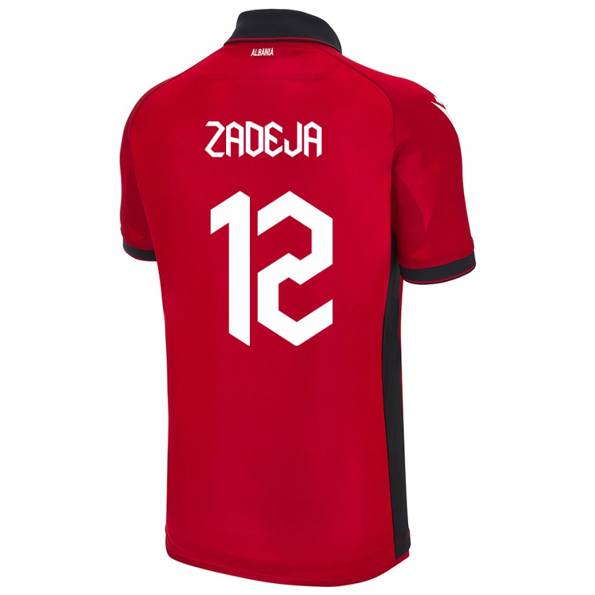 Kinder Albanien Darius Zadeja #12 Rot Heimtrikot Trikot 24-26 T-Shirt Belgien