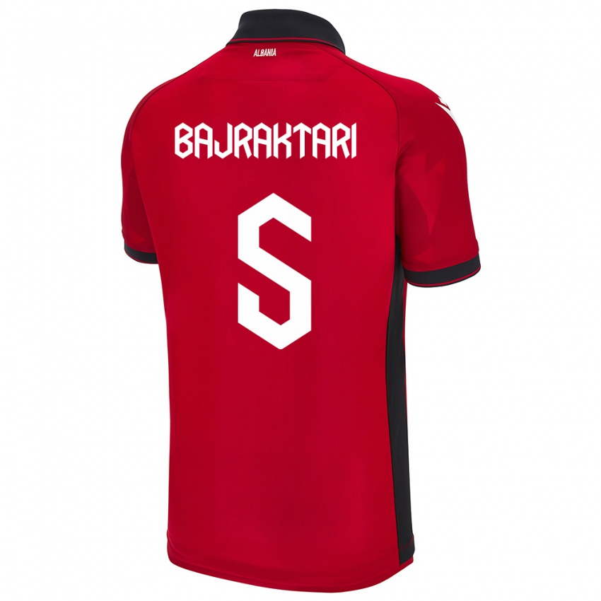 Enfant Maillot Albanie Arbiona Bajraktari #5 Rouge Tenues Domicile 24-26 T-Shirt Belgique