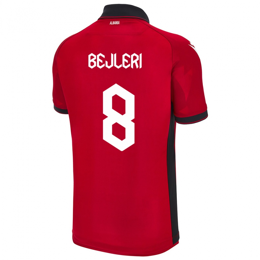 Kinder Albanien Markela Bejleri #8 Rot Heimtrikot Trikot 24-26 T-Shirt Belgien