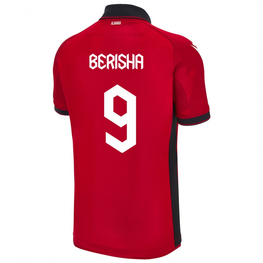 Kinder Albanien Fortesa Berisha #9 Rot Heimtrikot Trikot 24-26 T-Shirt Belgien