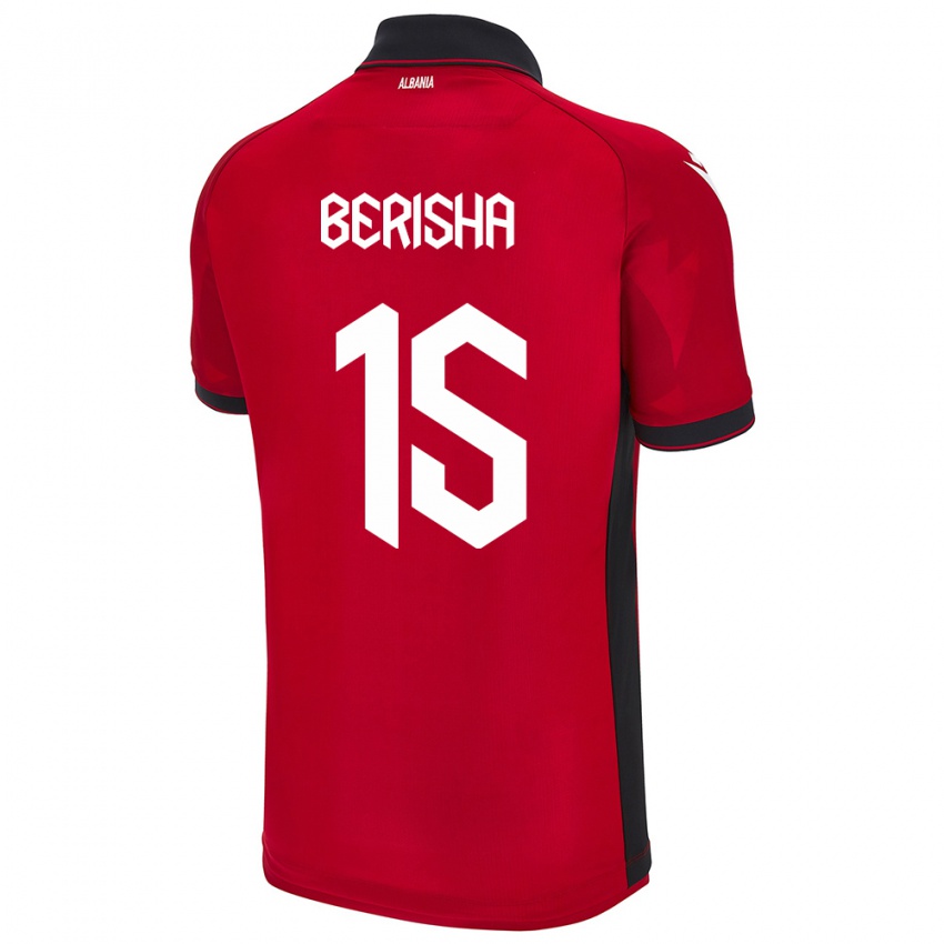 Enfant Maillot Albanie Gresa Berisha #15 Rouge Tenues Domicile 24-26 T-Shirt Belgique