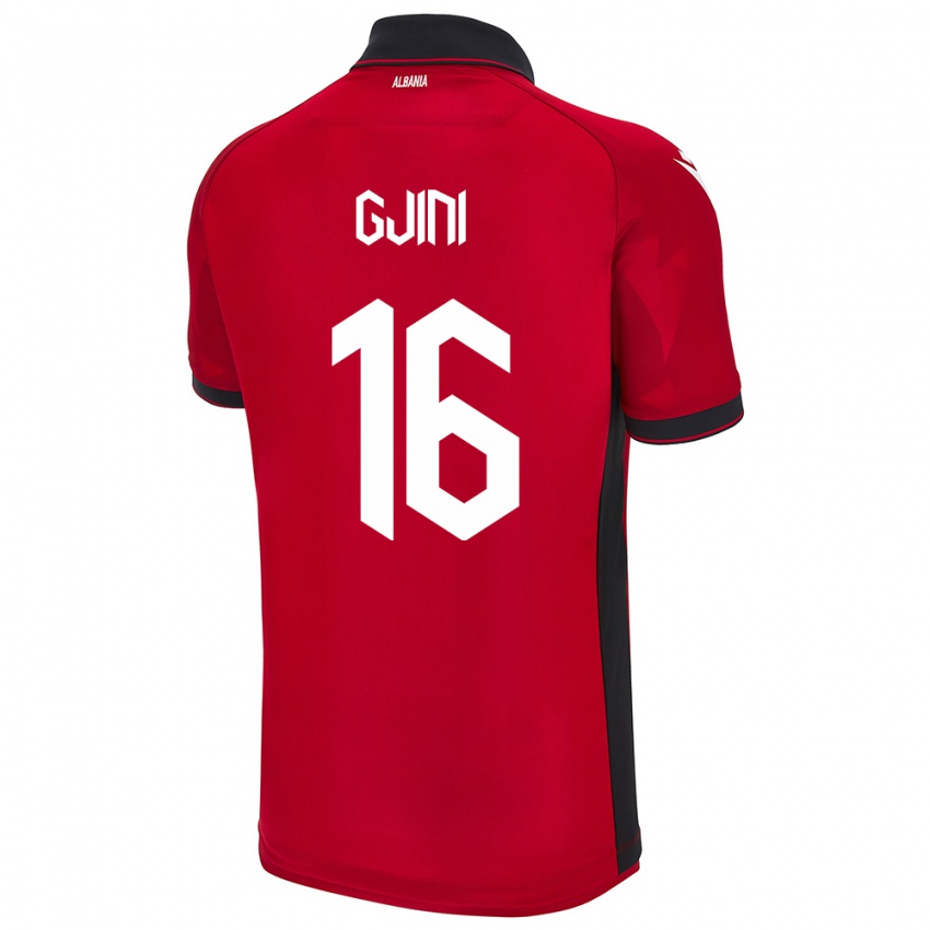 Enfant Maillot Albanie Luçije Gjini #16 Rouge Tenues Domicile 24-26 T-Shirt Belgique