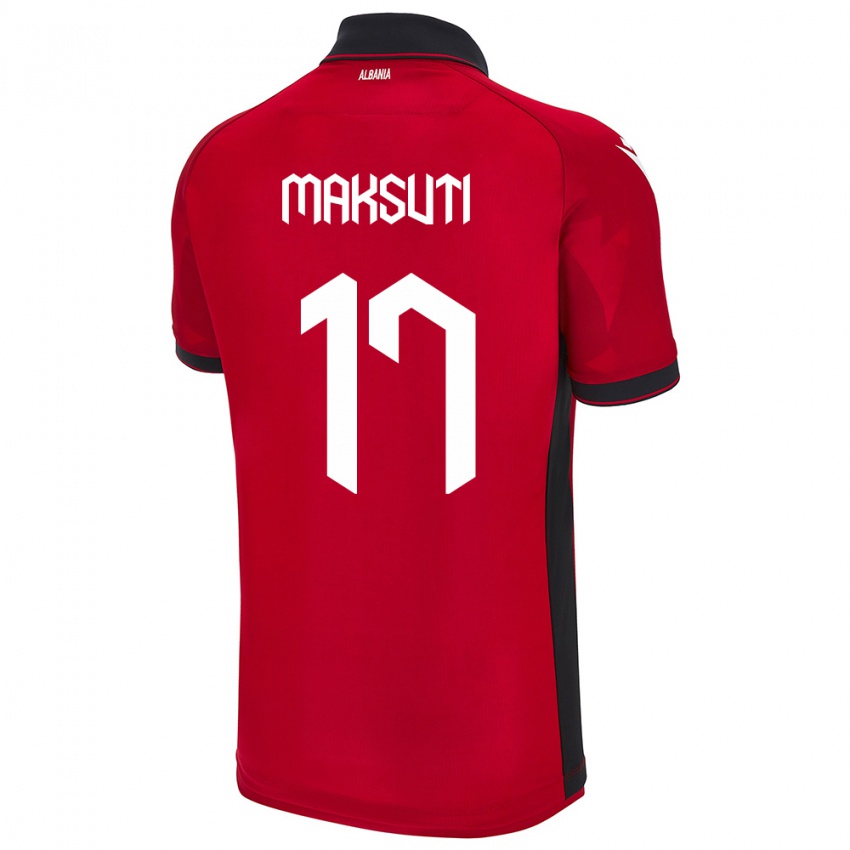 Enfant Maillot Albanie Kristina Maksuti #17 Rouge Tenues Domicile 24-26 T-Shirt Belgique