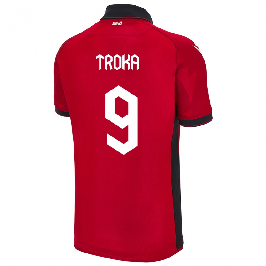 Kinder Albanien Valentina Troka #9 Rot Heimtrikot Trikot 24-26 T-Shirt Belgien