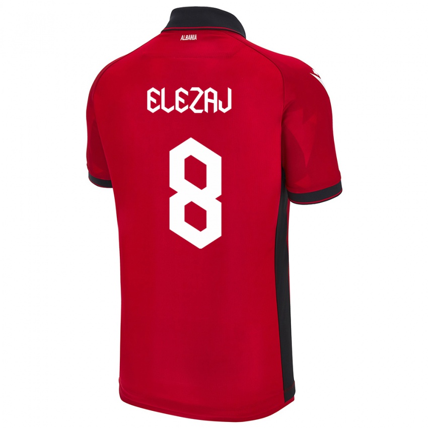 Kinder Albanien Endrina Elezaj #8 Rot Heimtrikot Trikot 24-26 T-Shirt Belgien