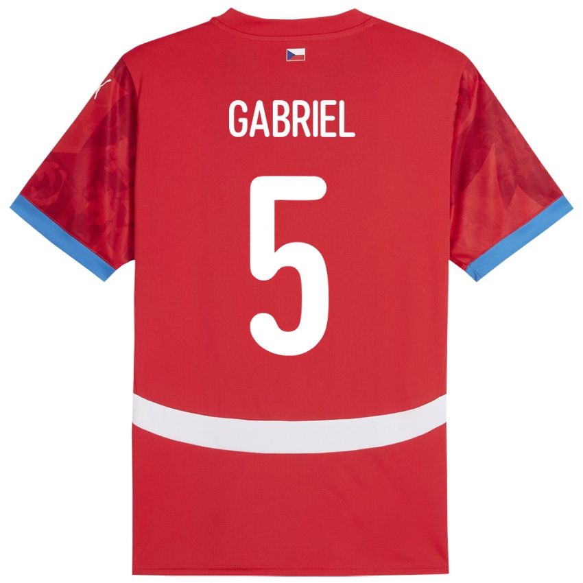 Kinder Tschechien Adam Gabriel #5 Rot Heimtrikot Trikot 24-26 T-Shirt Belgien