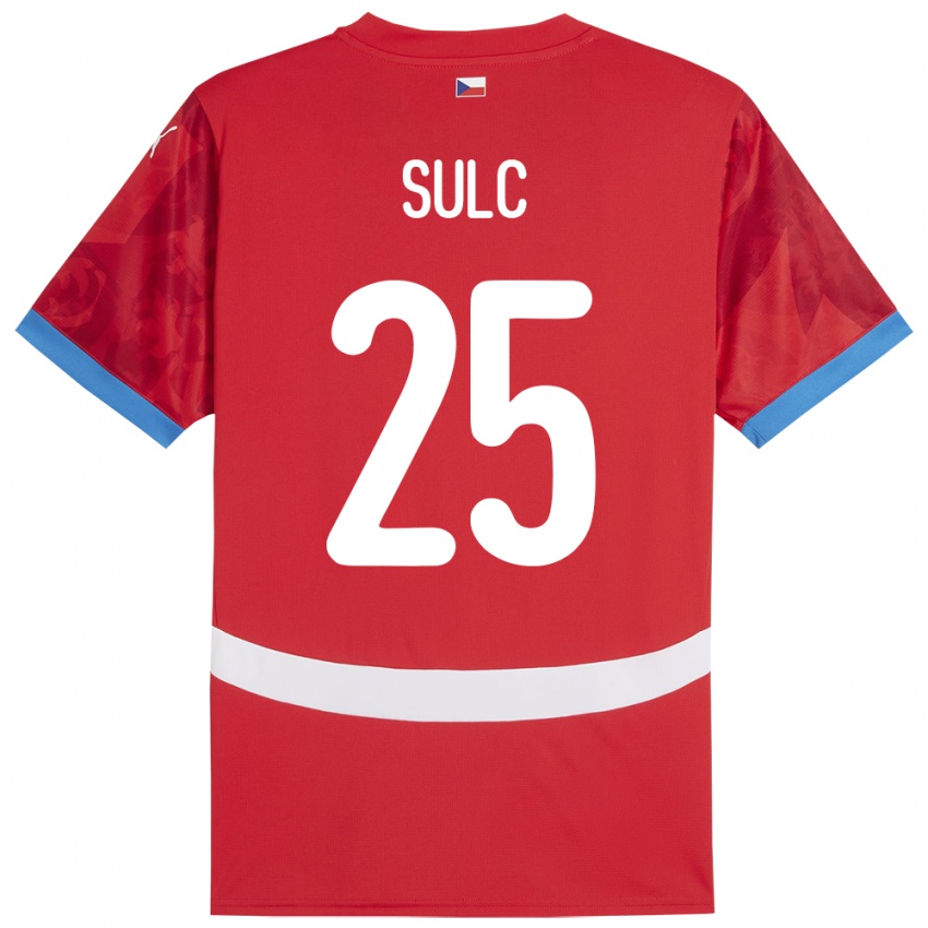 Kinder Tschechien Pavel Sulc #25 Rot Heimtrikot Trikot 24-26 T-Shirt Belgien