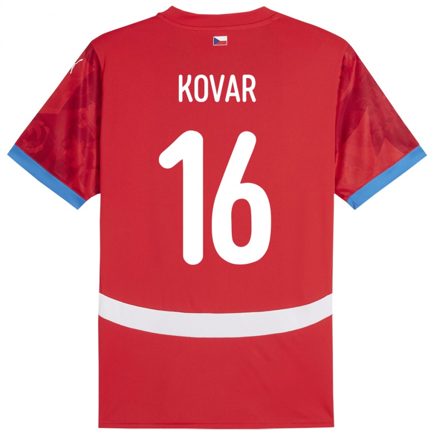 Kinderen Tsjechië Matej Kovar #16 Rood Thuisshirt Thuistenue 24-26 T-Shirt België