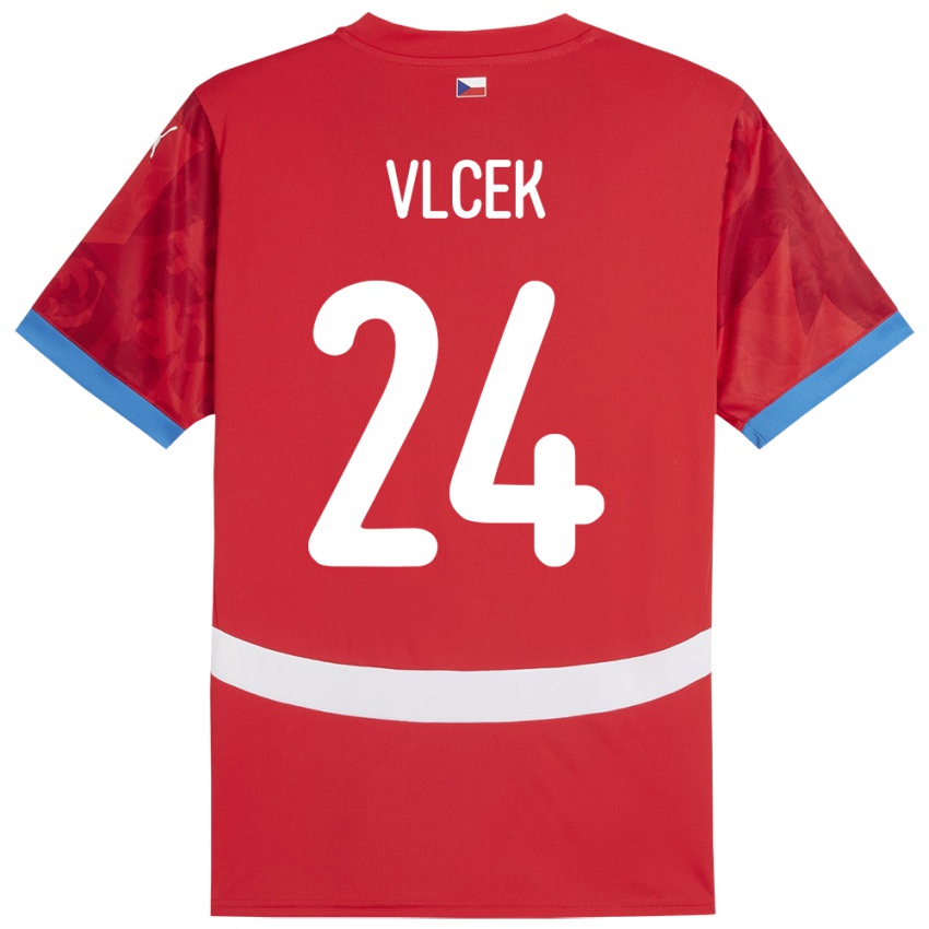 Enfant Maillot Tchéquie Tomas Vlcek #24 Rouge Tenues Domicile 24-26 T-Shirt Belgique