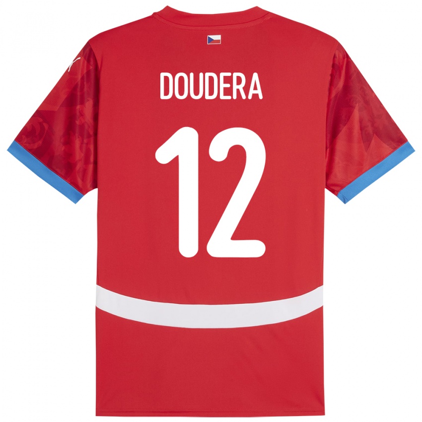 Enfant Maillot Tchéquie David Doudera #12 Rouge Tenues Domicile 24-26 T-Shirt Belgique