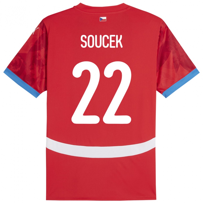 Kinder Tschechien Tomas Soucek #22 Rot Heimtrikot Trikot 24-26 T-Shirt Belgien